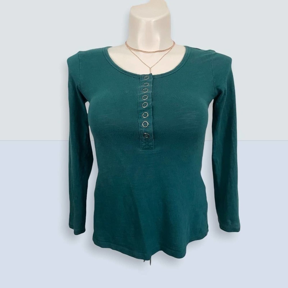 Route 66 Turquoise‎ Snap Front  Henley Style Top S